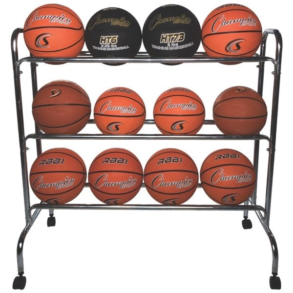 Champion Sports Powder-Coated Ball Cart Basketball Equipment All