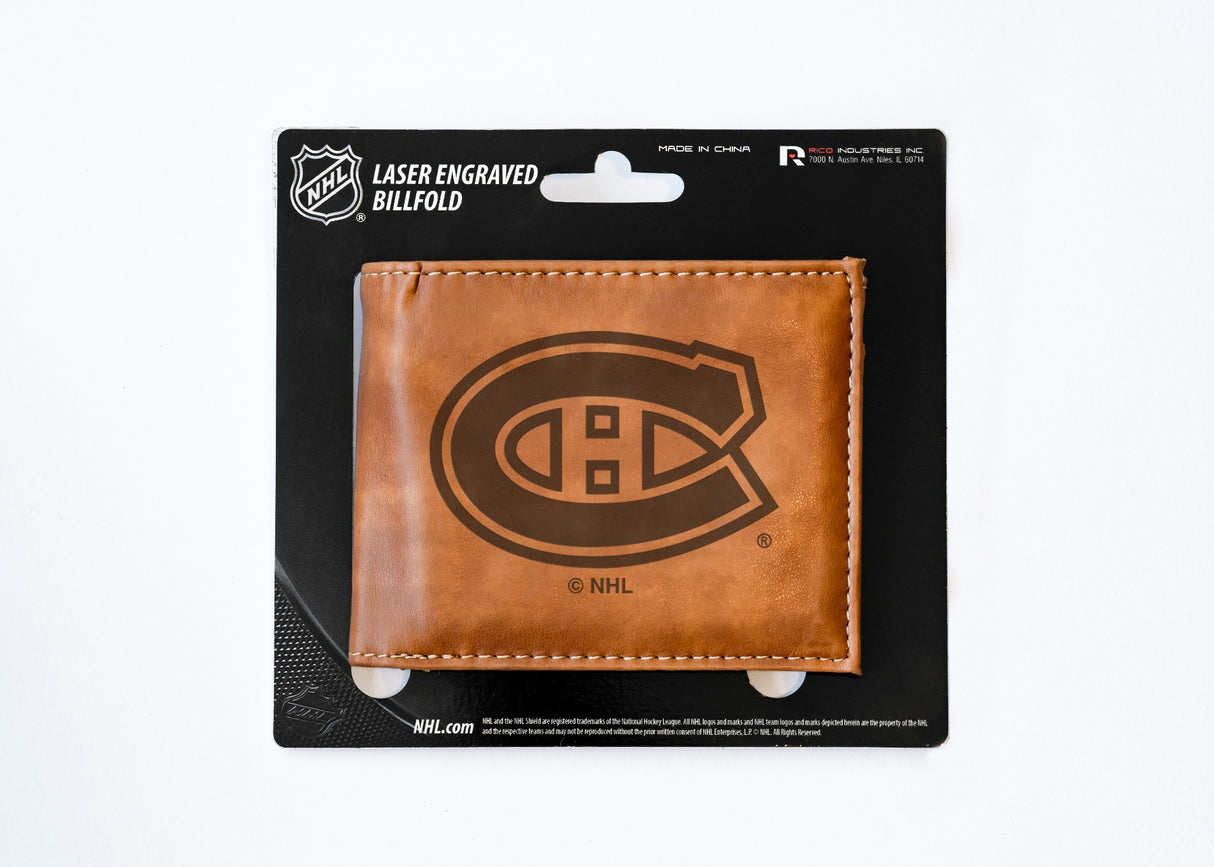 Rico Industries NHL Montreal Canadiens Laser Engraved Billfold Wallet-3