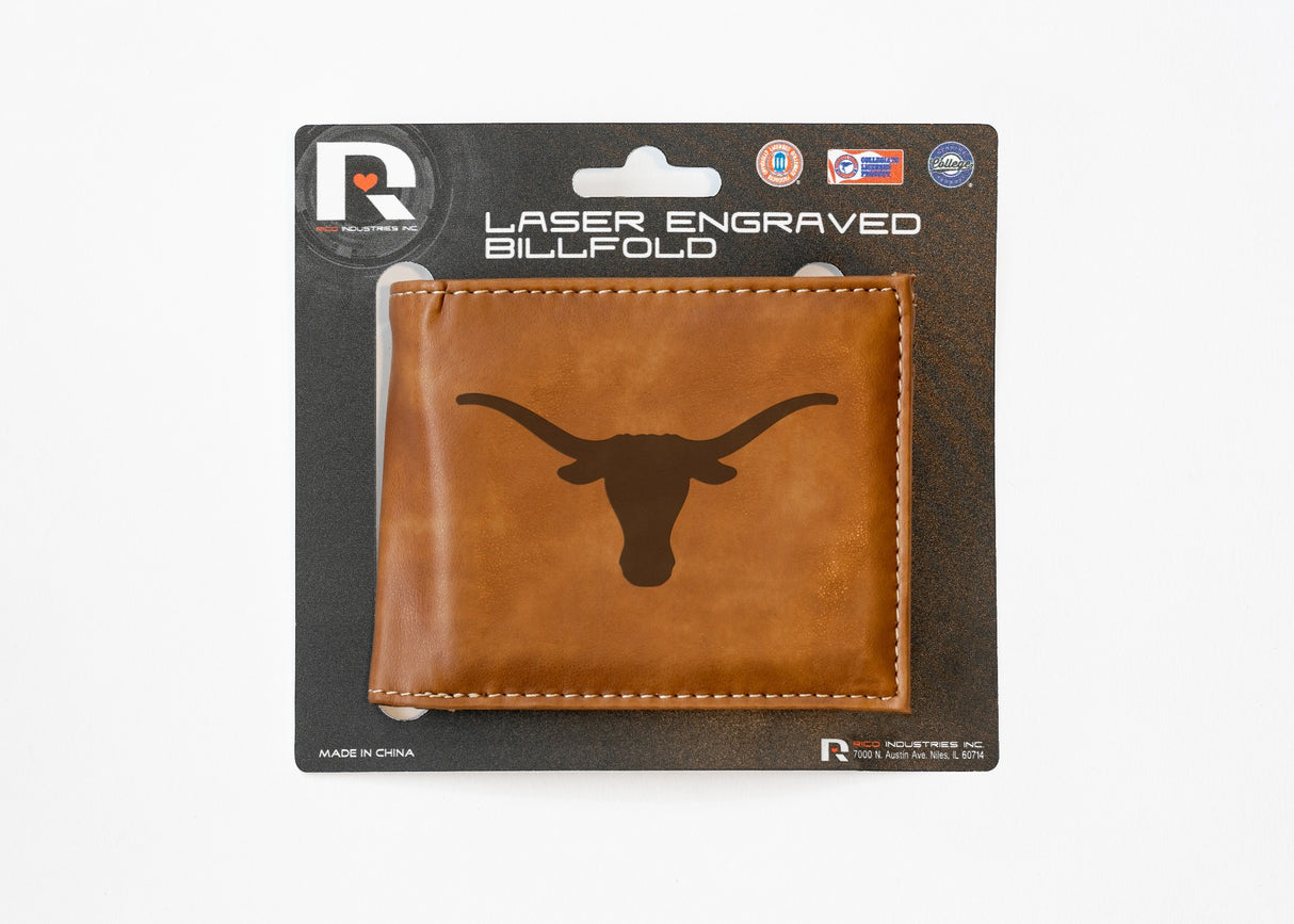Rico Industries NCAA Texas Longhorns Laser Engraved Billfold Wallet-3