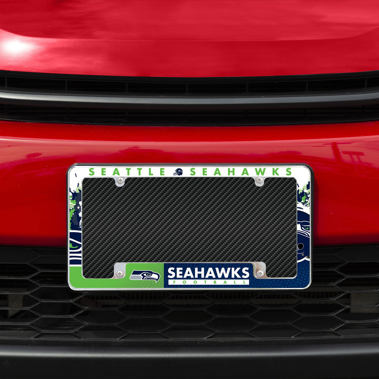 Rico Industries NFL Seattle Seahawks Primary 12" x 6" Chrome License Plate Frame-1