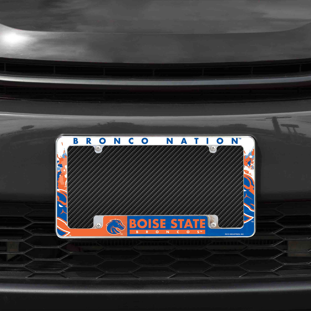 Rico Industries NCAA Boise State Broncos Primary 12" x 6" Chrome License Plate Frame-1