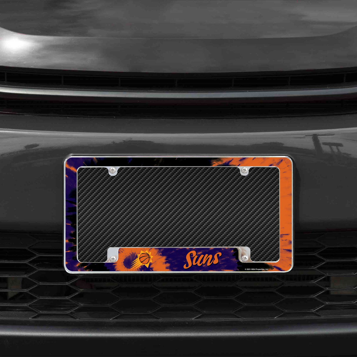 Rico Industries NBA Phoenix Suns Tie Dye 12" x 6" Chrome License Plate Frame-1