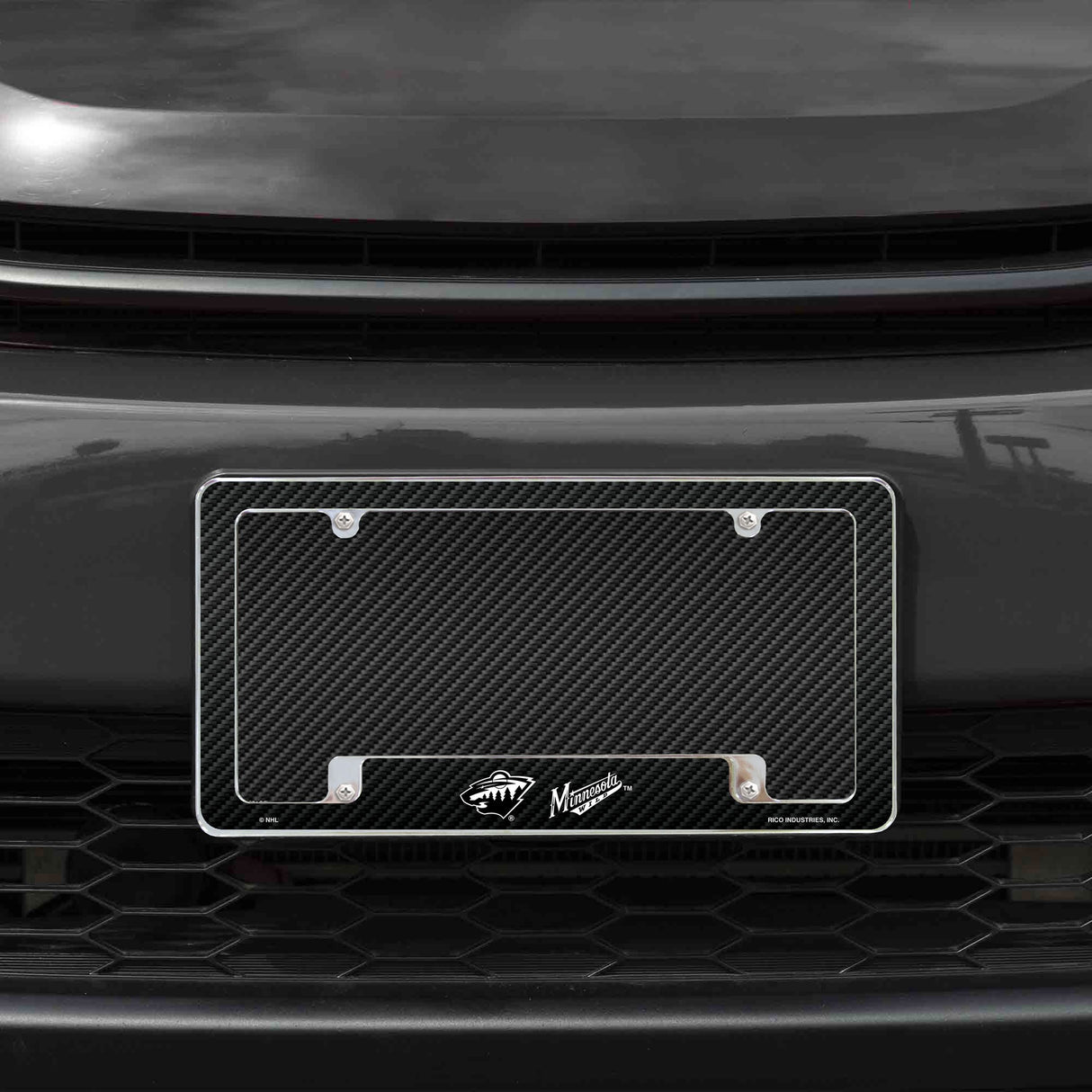 Rico Industries NHL Minnesota Wild Black 12" x 6" Chrome License Plate Frame-1