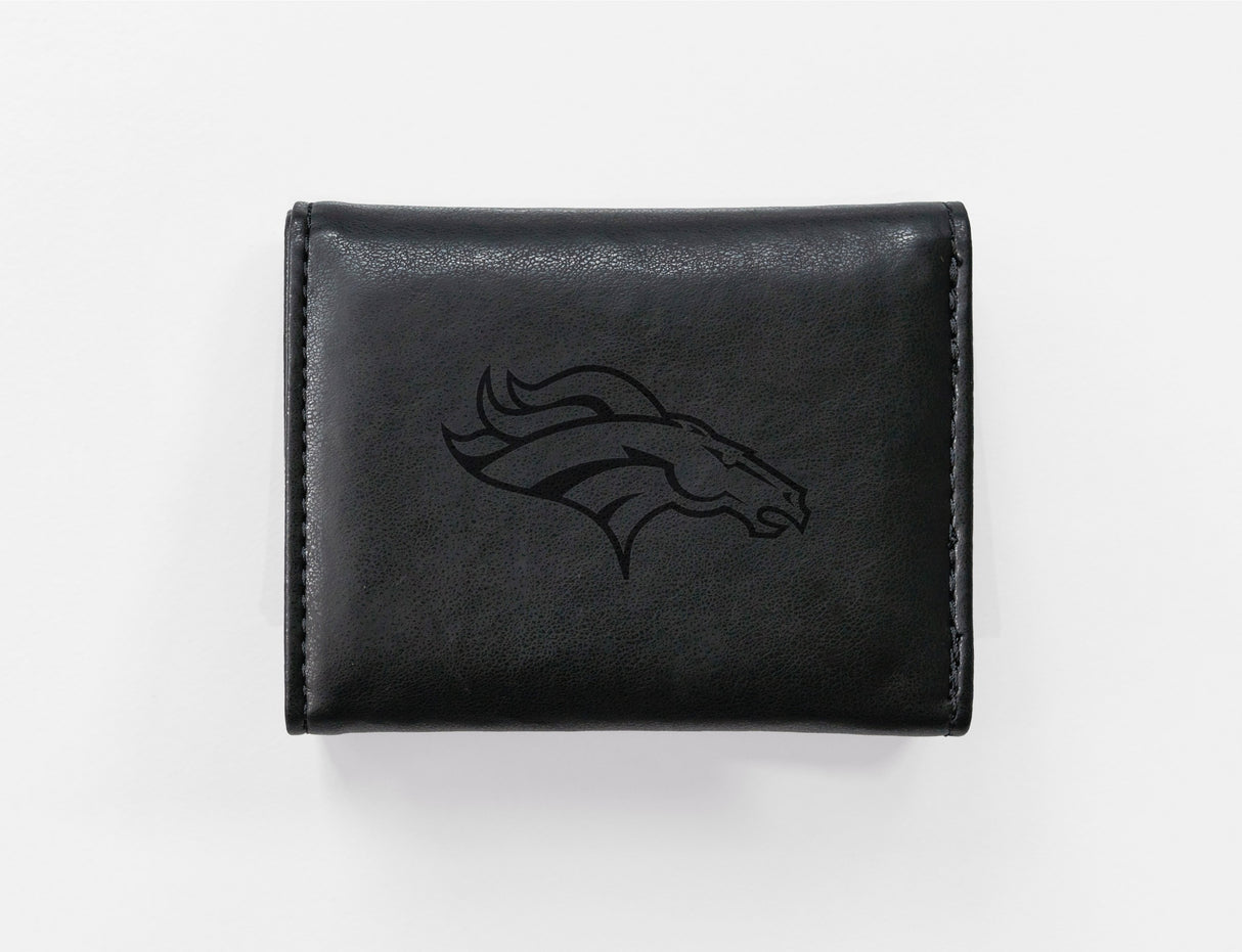 Rico Industries NFL Denver Broncos Laser Engraved Faux Leather Trifold Wallet-1