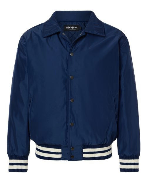 Shaka Wear Men's Collared Varsity Jacket-1