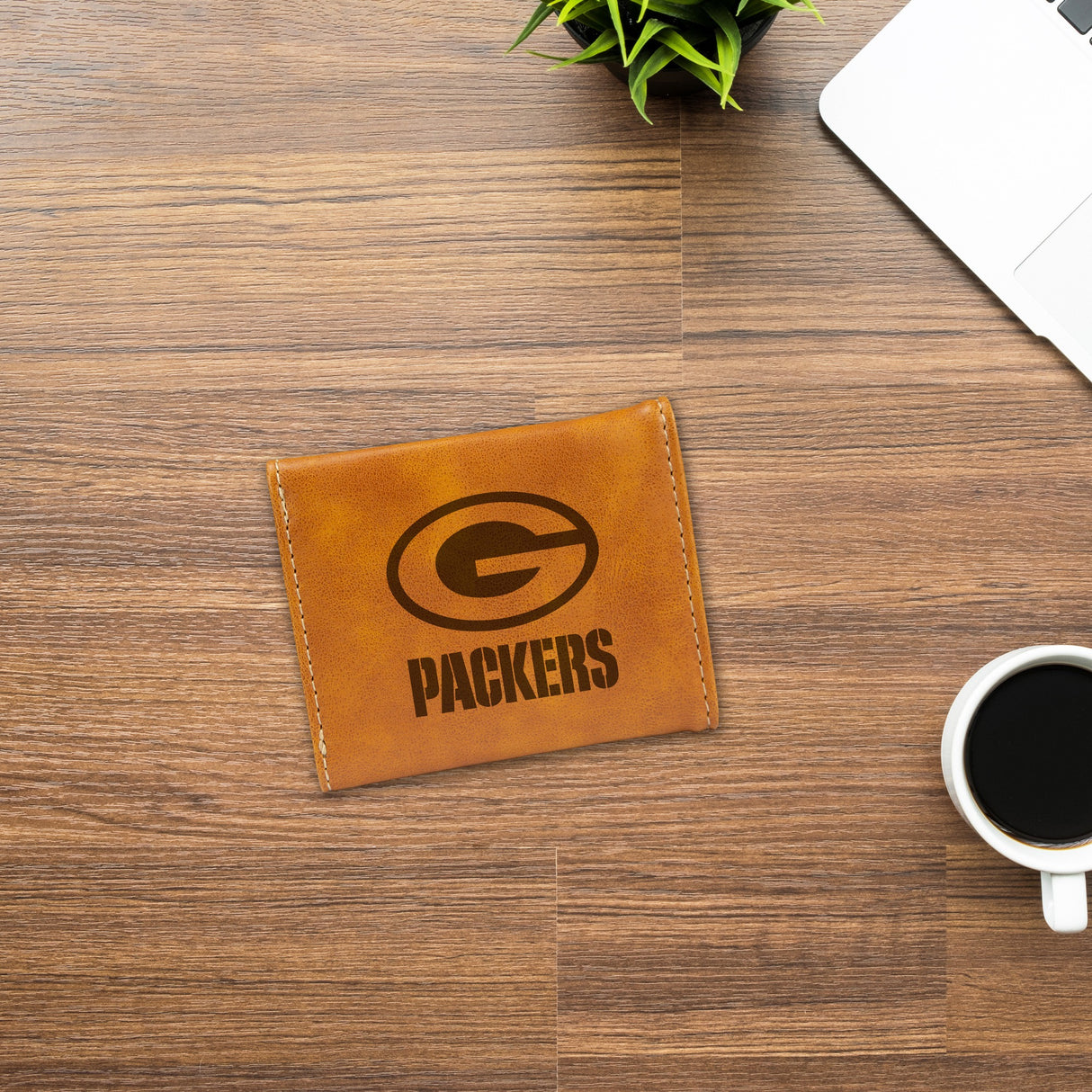 Rico Industries NFL Green Bay Packers Laser Engraved Faux Leather Trifold Wallet-2