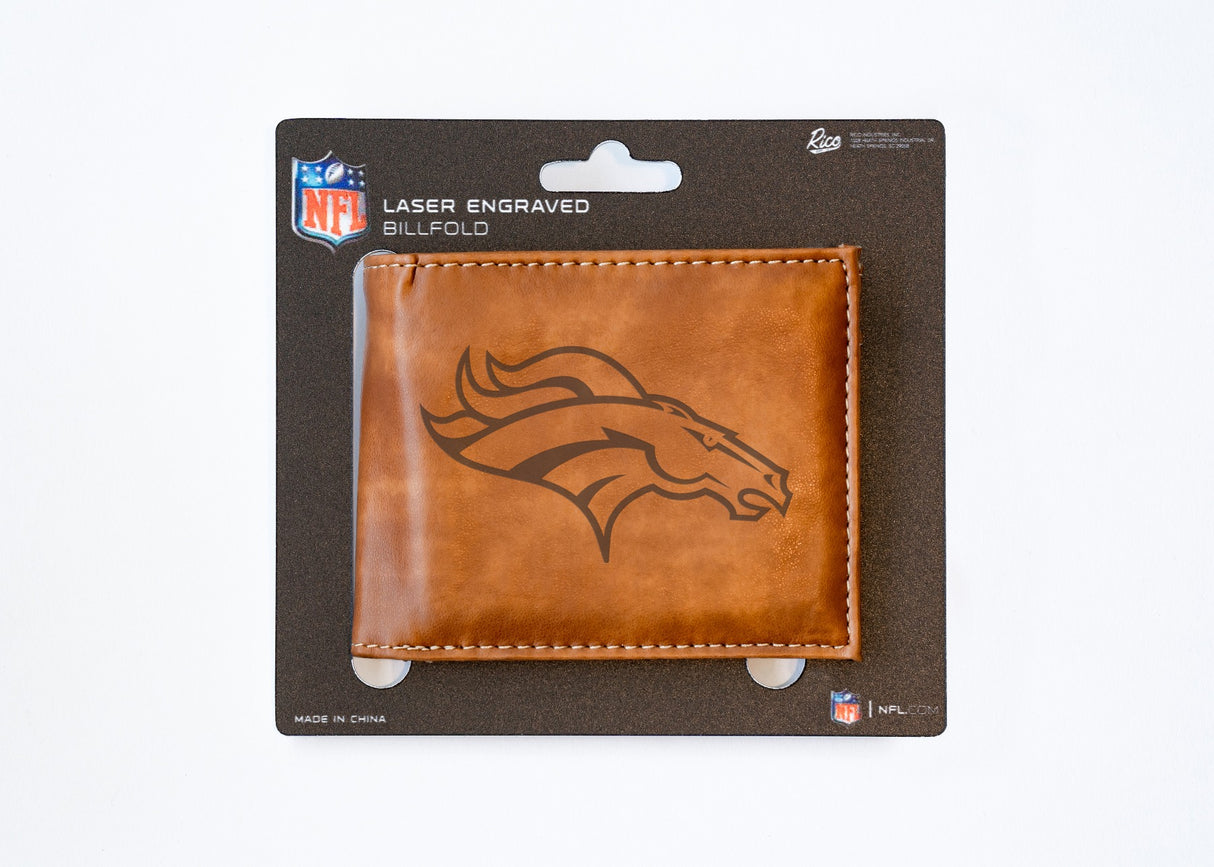 Rico Industries NFL Denver Broncos Laser Engraved Billfold Wallet-3
