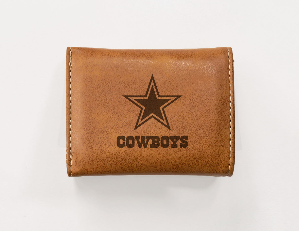 Rico Industries NFL Dallas Cowboys Laser Engraved Faux Leather Trifold Wallet-1