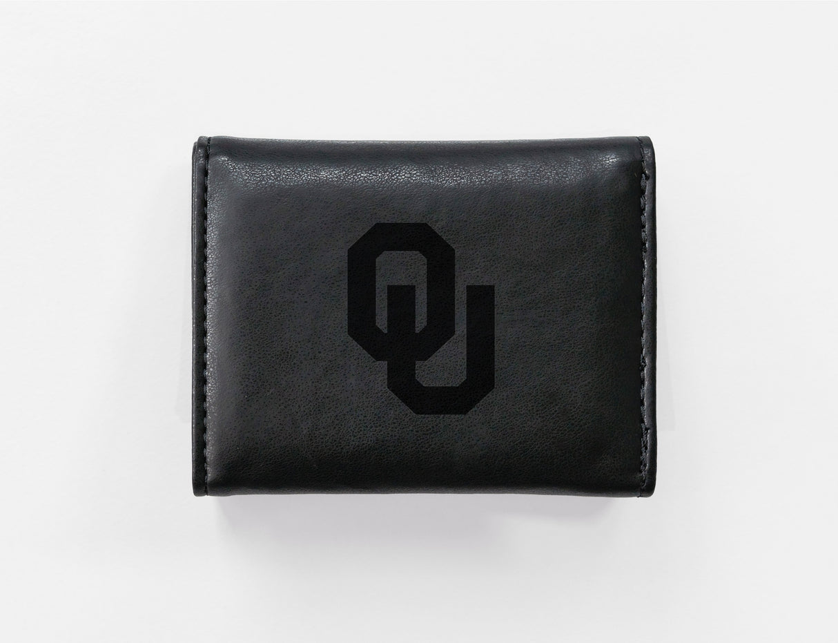 Rico Industries NCAA Oklahoma Sooners Laser Engraved Faux Leather Trifold Wallet-1