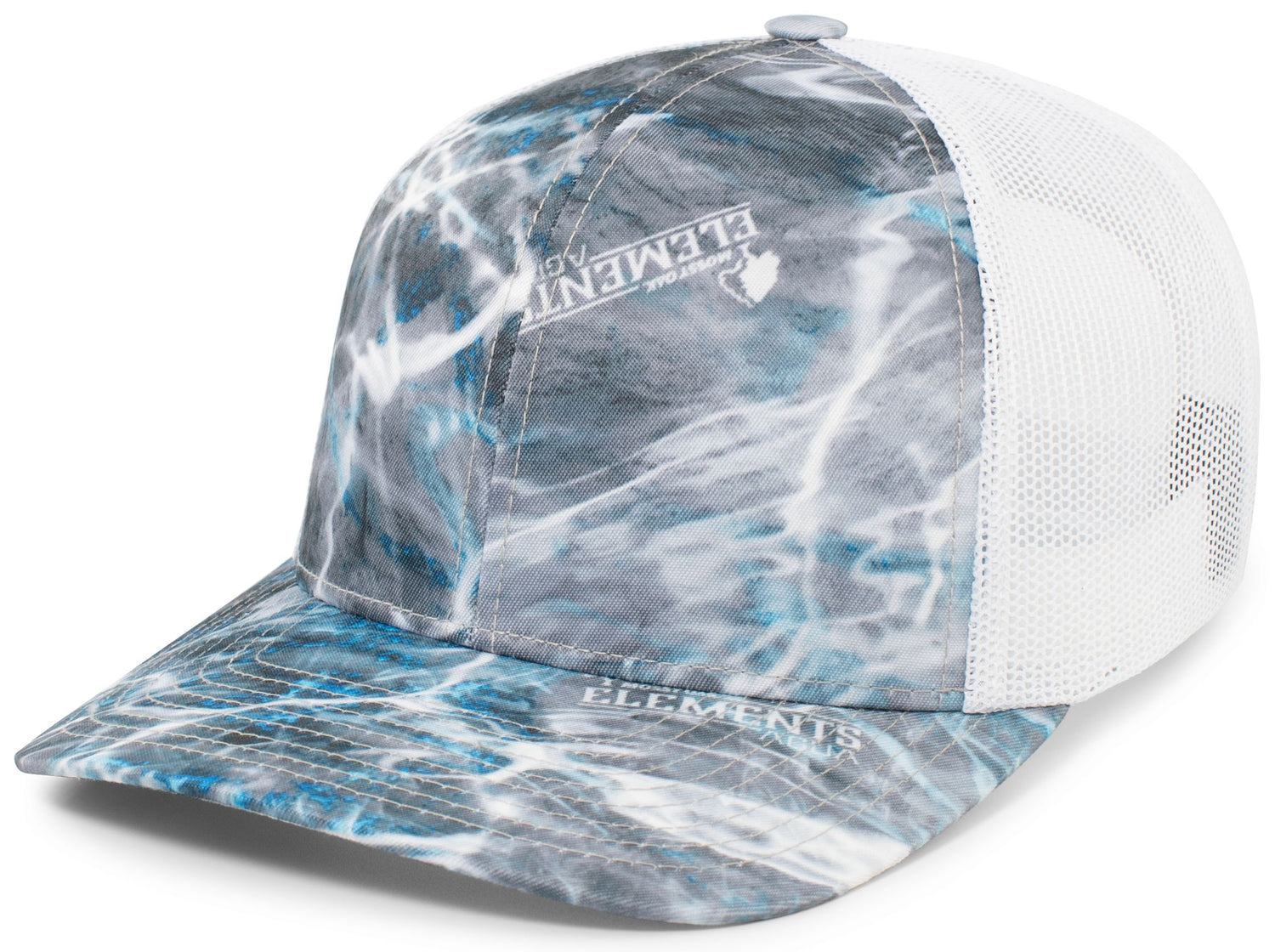 Pacific Headwear Elements Agua Camo Trucker Snapback Cap Unisex Accessories Hats & Caps
