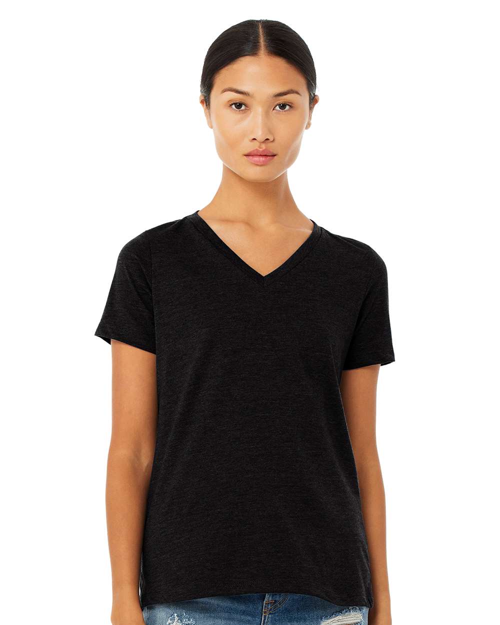 BELLA + CANVAS Women's Relaxed Heather CVC V-Neck Tee BC6405CVC Womens Apparel Shirts & Tops