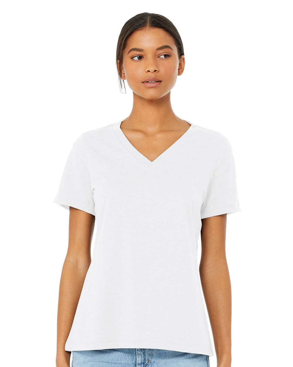 BELLA + CANVAS Women's Relaxed Heather CVC V-Neck Tee BC6405CVC Womens Apparel Shirts & Tops