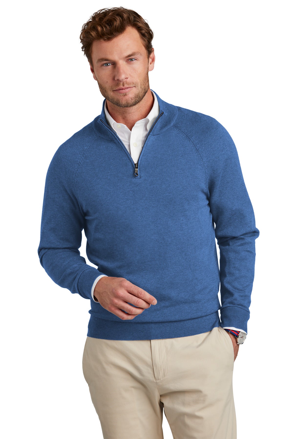 Brooks Brothers Cotton Stretch 1/4-Zip Sweater. BB18402 Corporate Apparel Sweatshirts & Fleece