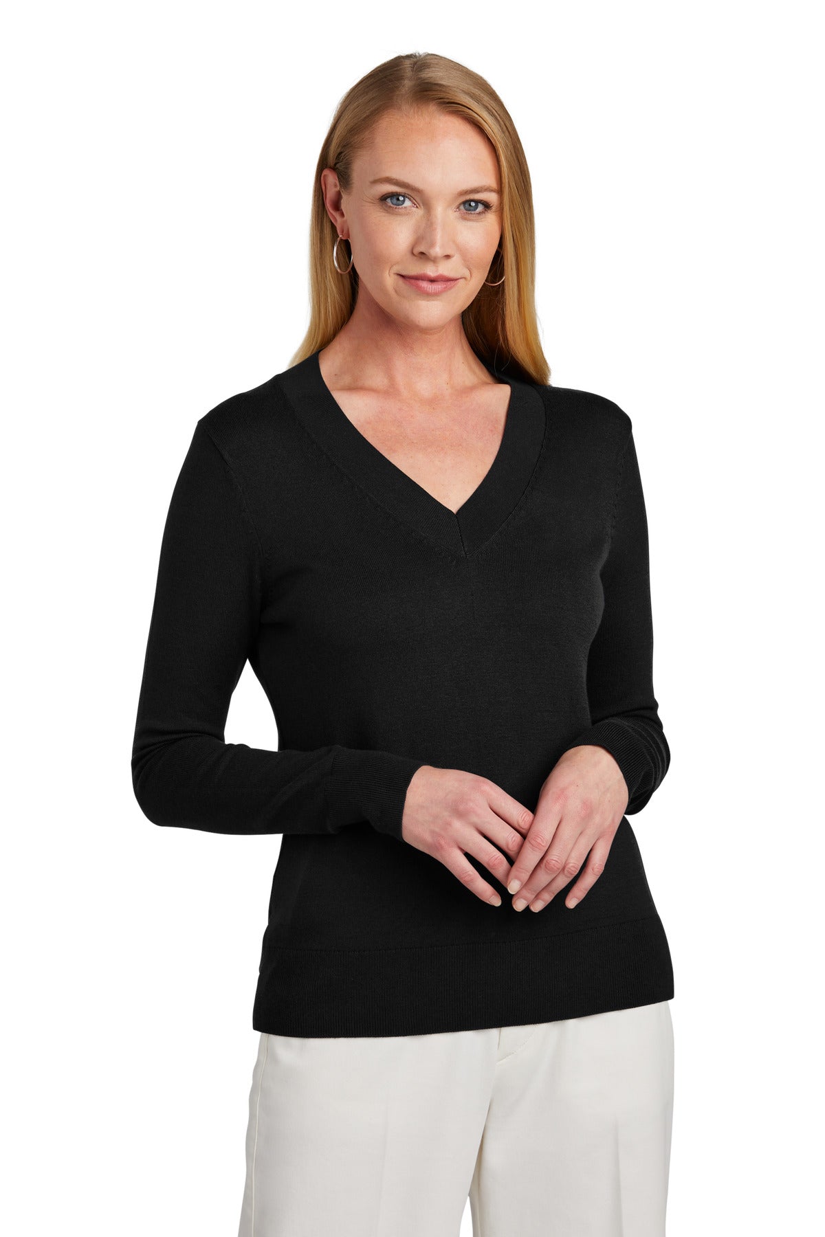 Brooks Brothers Women's Cotton Stretch V-Neck Sweater. BB18401 Corporate Apparel Sweatshirts & Fleece