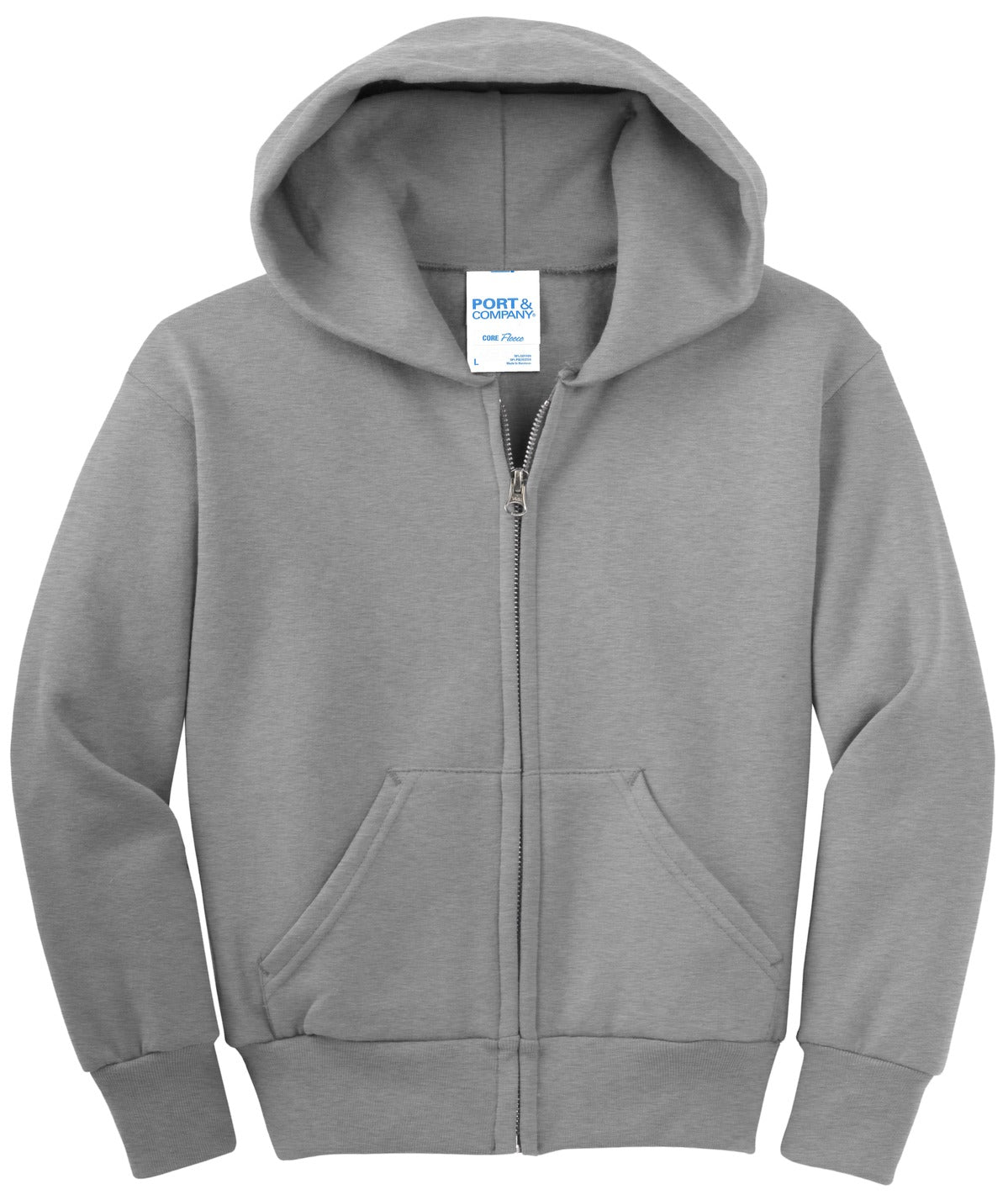 Port & Company Youth Core Fleece Full-Zip Hooded Sweatshirt Youth Apparel Hoodies & Sweatshirts