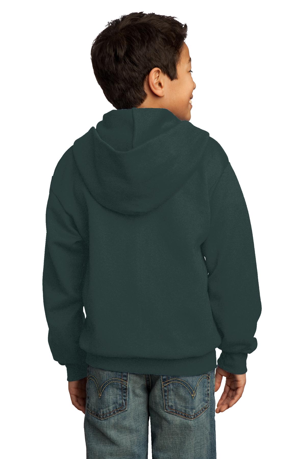 Port & Company Youth Core Fleece Full-Zip Hooded Sweatshirt Youth Apparel Hoodies & Sweatshirts