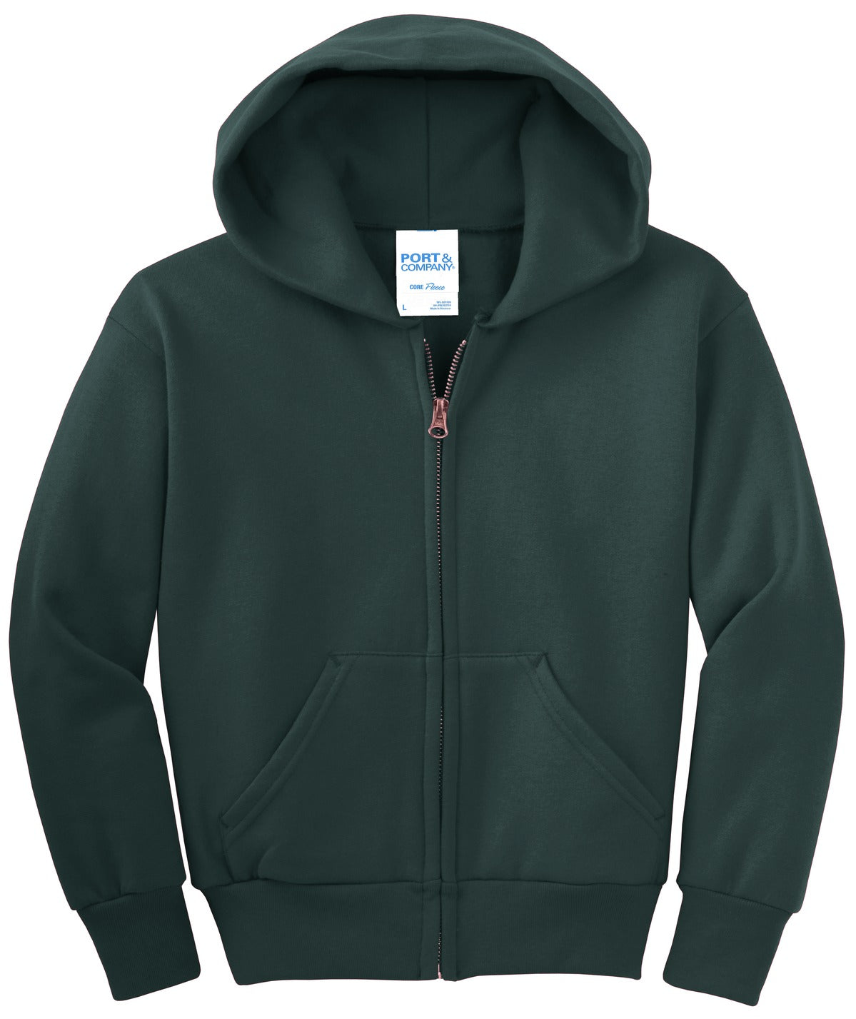 Port & Company Youth Core Fleece Full-Zip Hooded Sweatshirt Youth Apparel Hoodies & Sweatshirts