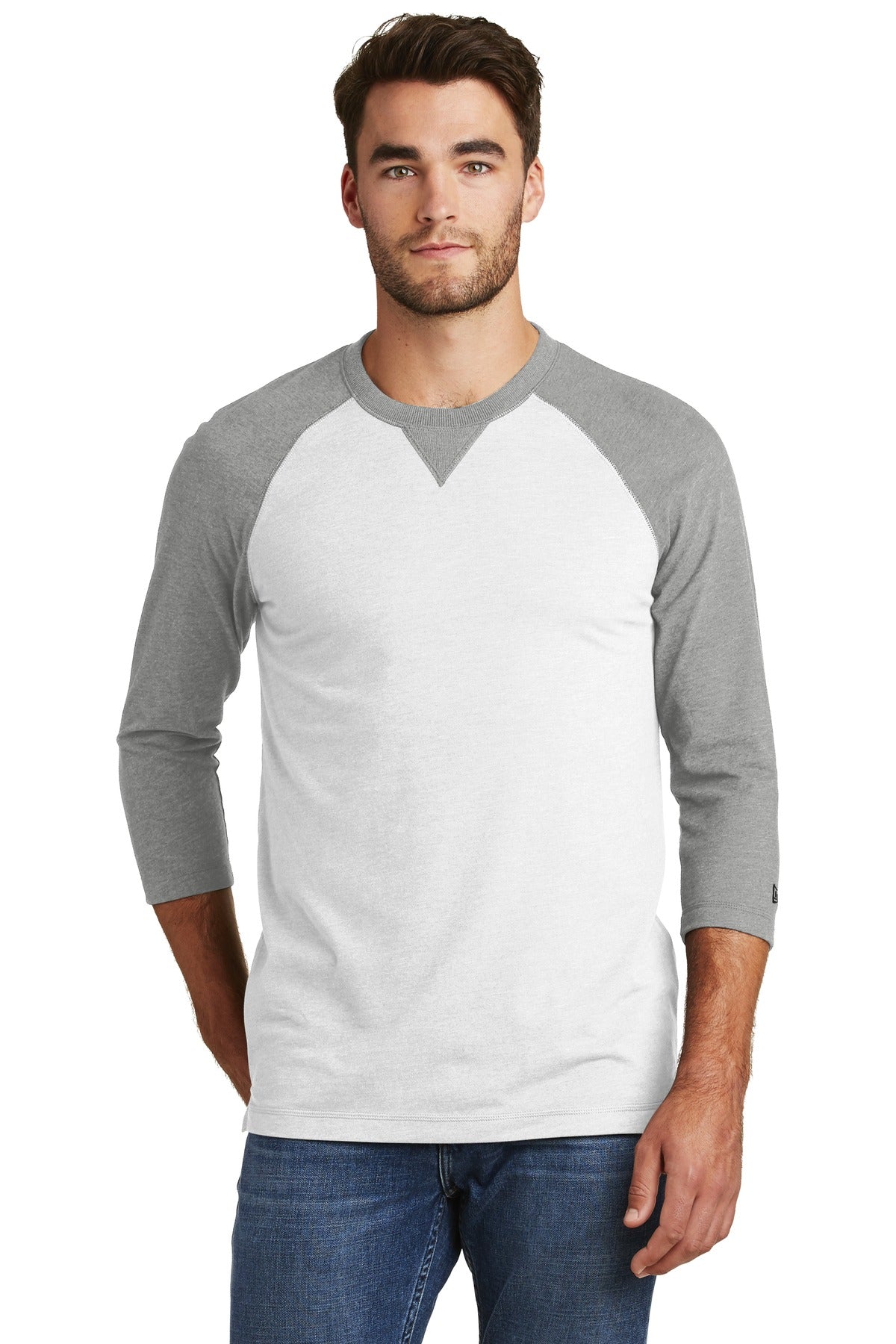 New Era Men's Sueded Cotton Blend 3/4-Sleeve Baseball Raglan Tee. NEA121 Corporate Apparel Shirts & Tops