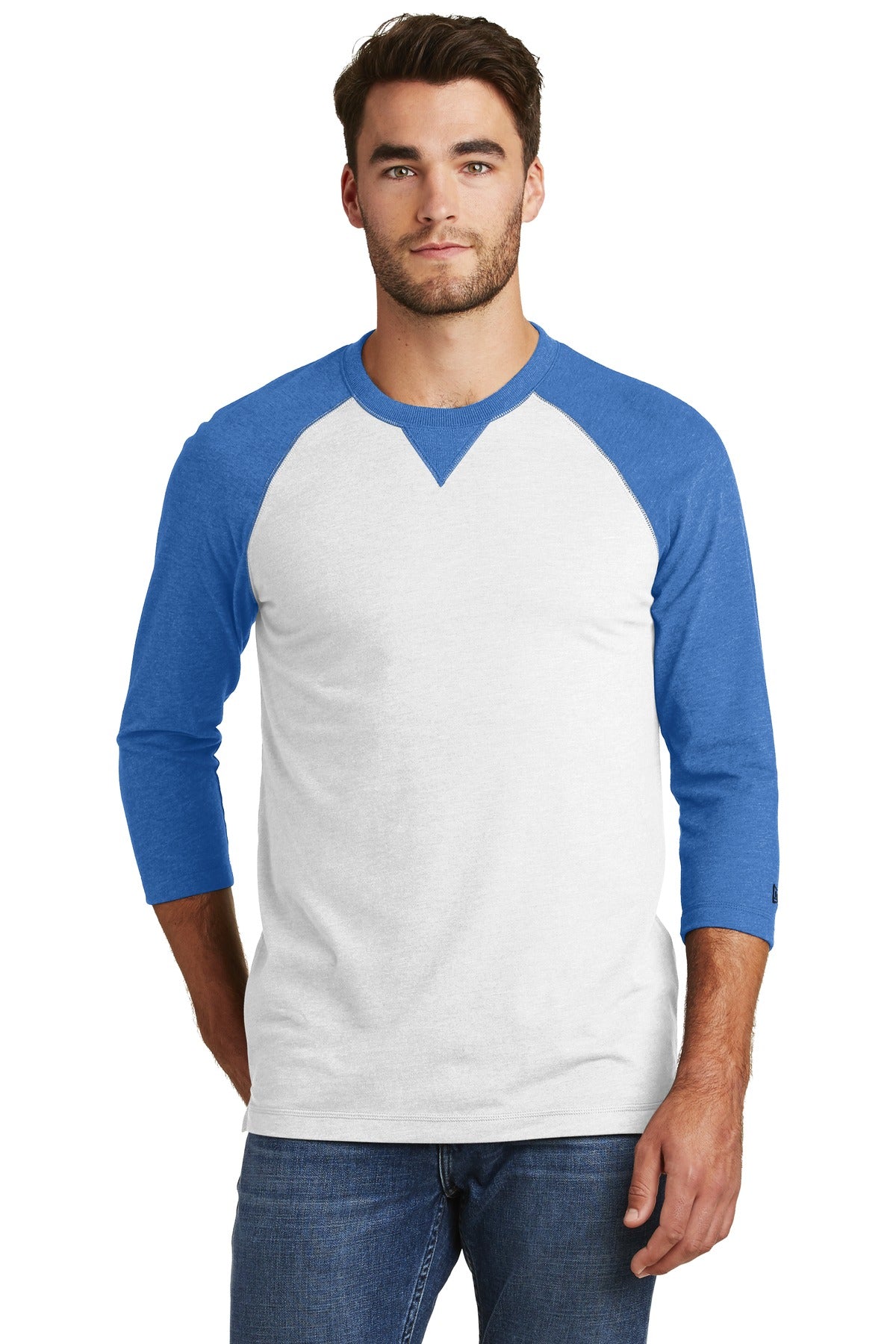 New Era Men's Sueded Cotton Blend 3/4-Sleeve Baseball Raglan Tee. NEA121 Corporate Apparel Shirts & Tops