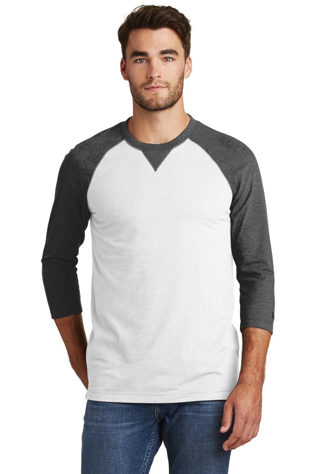 New Era Men's Sueded Cotton Blend 3/4-Sleeve Baseball Raglan Tee. NEA121 Corporate Apparel Shirts & Tops