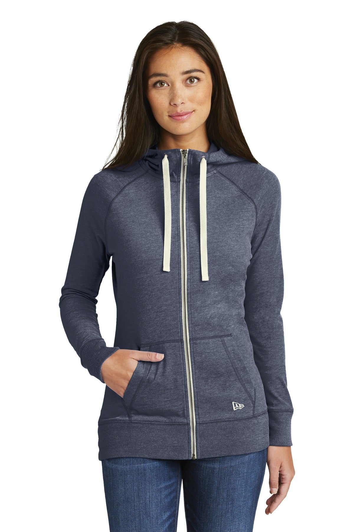 New Era Women's Sueded Cotton Blend Full-Zip Hoodie. LNEA122 Corporate Apparel Sweatshirts & Fleece