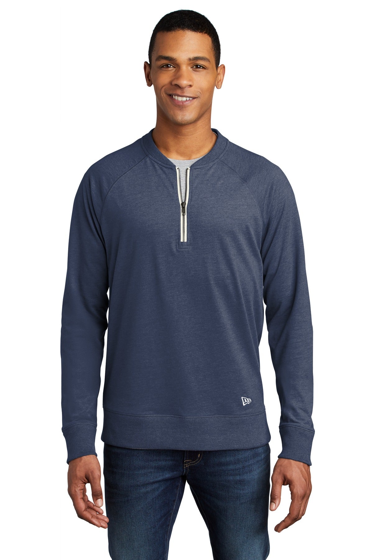 New Era Men's Sueded Cotton Blend 1/4-Zip Pullover. NEA123 Corporate Apparel Sweatshirts & Fleece