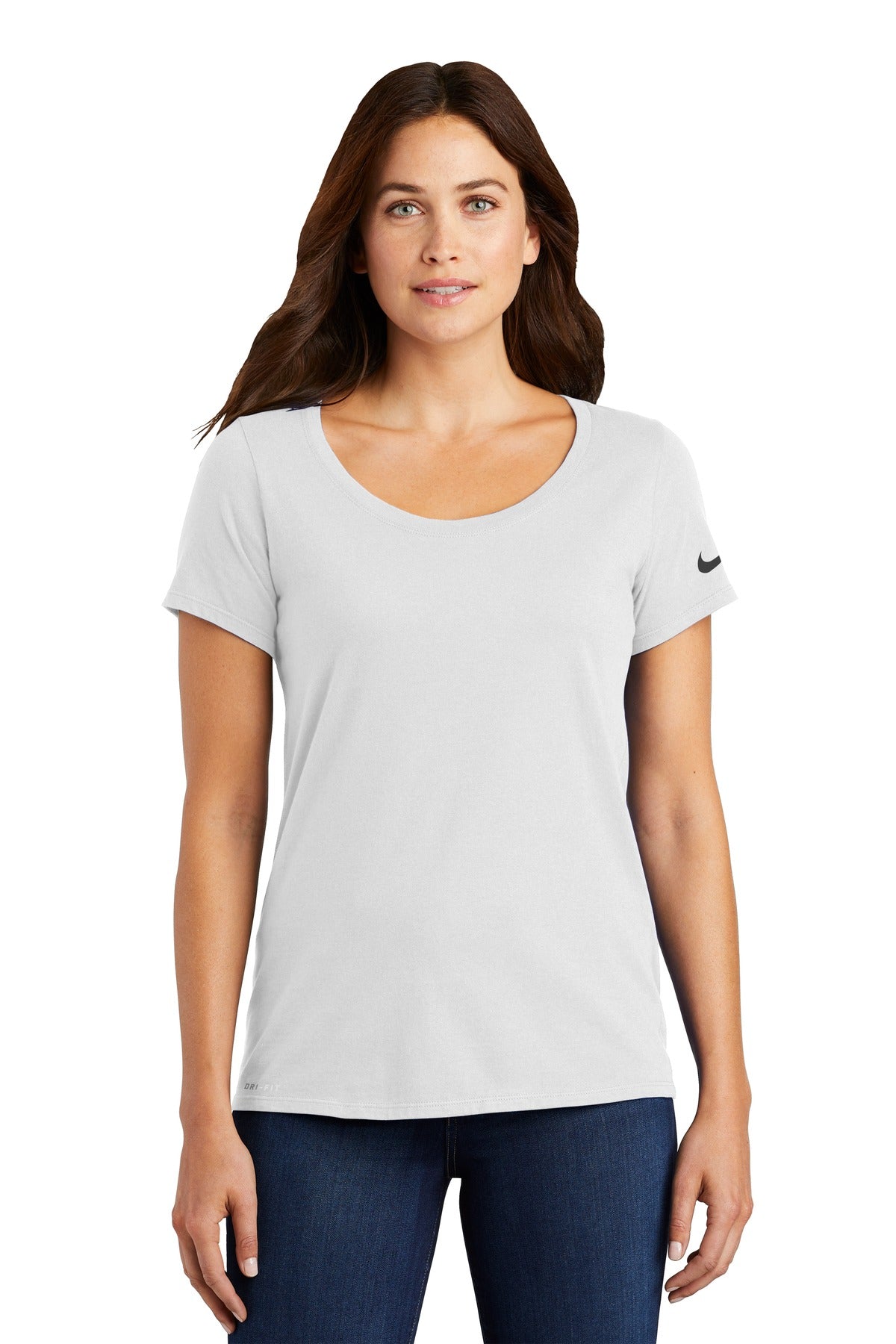 Nike Women's Dri-FIT Cotton/Poly Scoop Neck Tee Shirt. NKBQ5234 Corporate Apparel Shirts & Tops