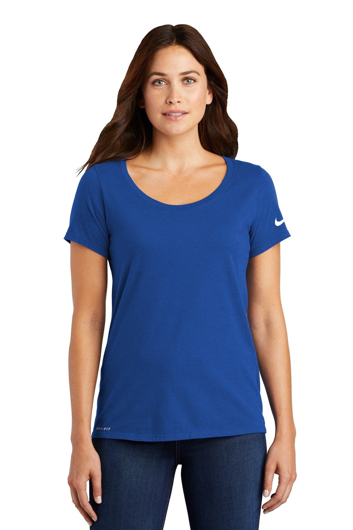 Nike Women's Dri-FIT Cotton/Poly Scoop Neck Tee Shirt. NKBQ5234 Corporate Apparel Shirts & Tops