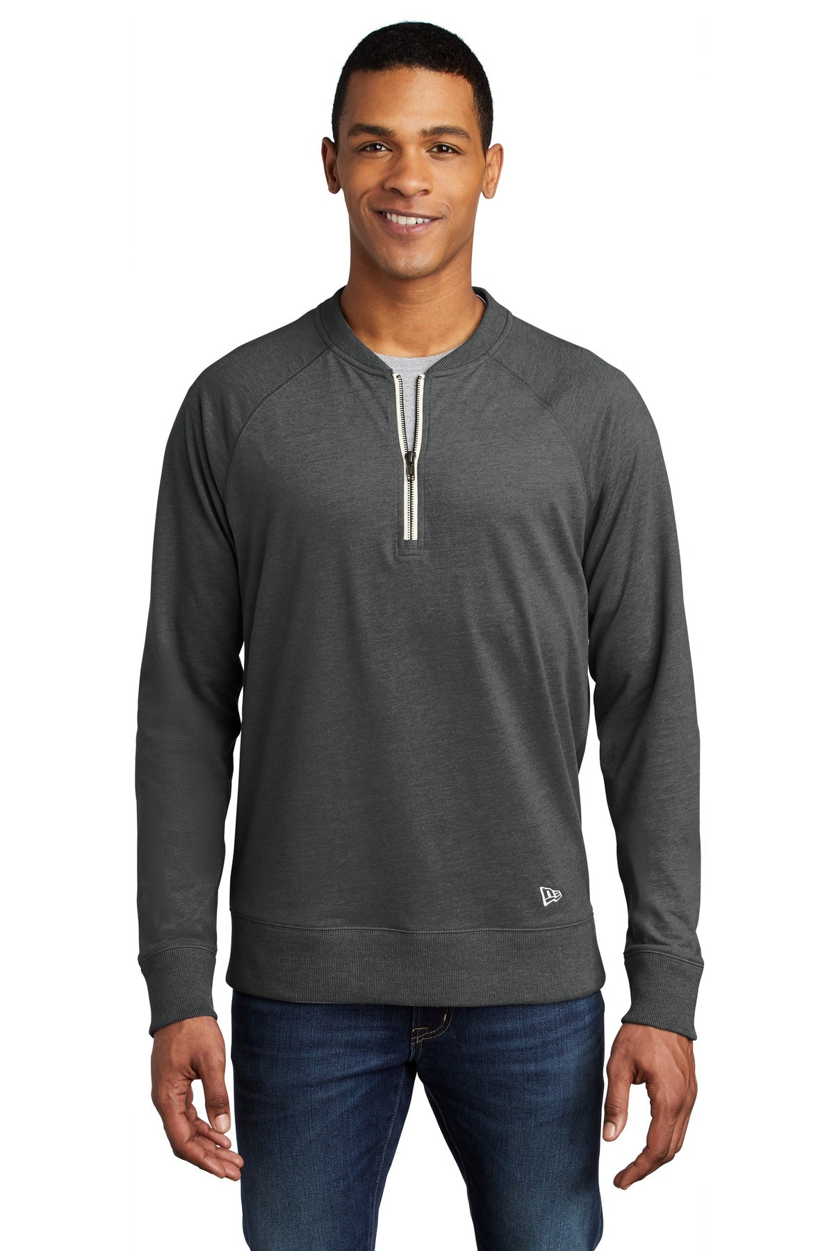 New Era Men's Sueded Cotton Blend 1/4-Zip Pullover. NEA123 Corporate Apparel Sweatshirts & Fleece