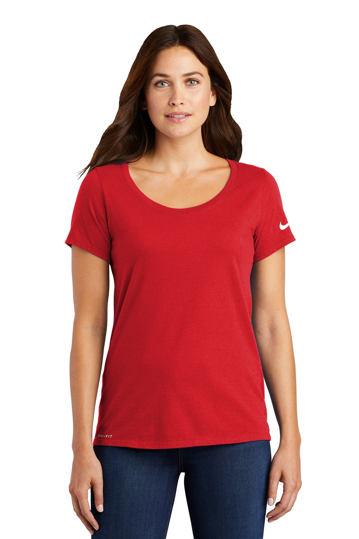 Nike Women's Dri-FIT Cotton/Poly Scoop Neck Tee Shirt. NKBQ5234 Corporate Apparel Shirts & Tops