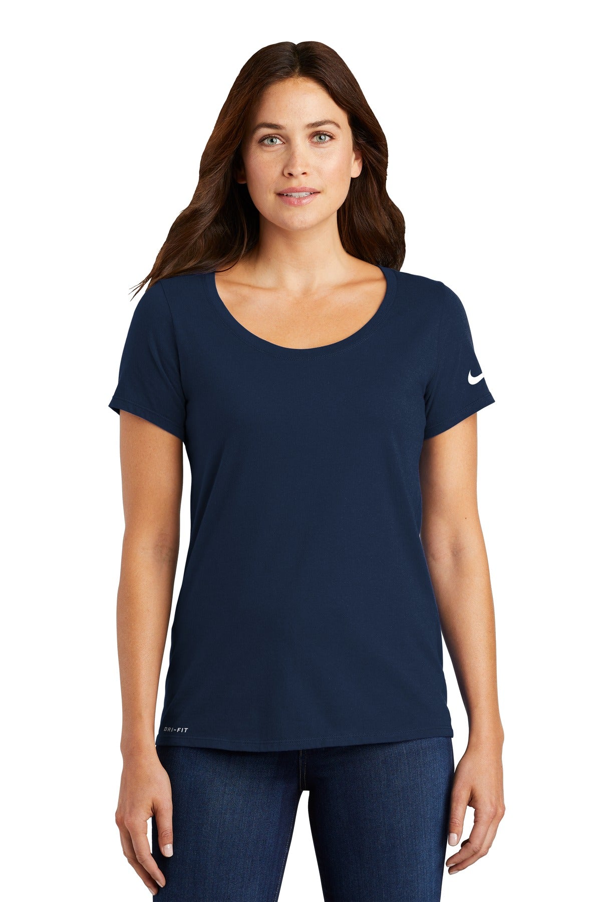 Nike Women's Dri-FIT Cotton/Poly Scoop Neck Tee Shirt. NKBQ5234 Corporate Apparel Shirts & Tops