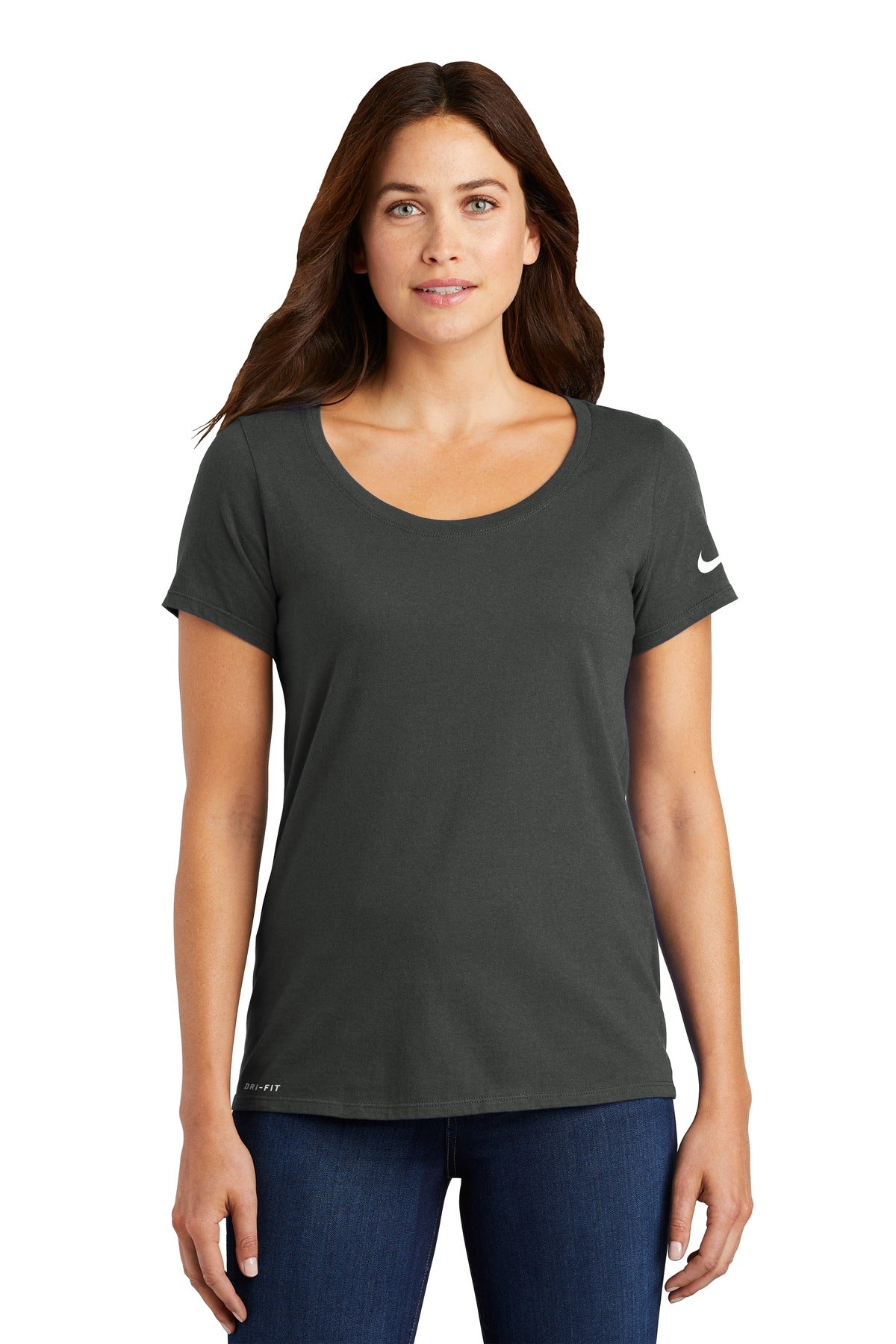 Nike Women's Dri-FIT Cotton/Poly Scoop Neck Tee Shirt. NKBQ5234 Corporate Apparel Shirts & Tops