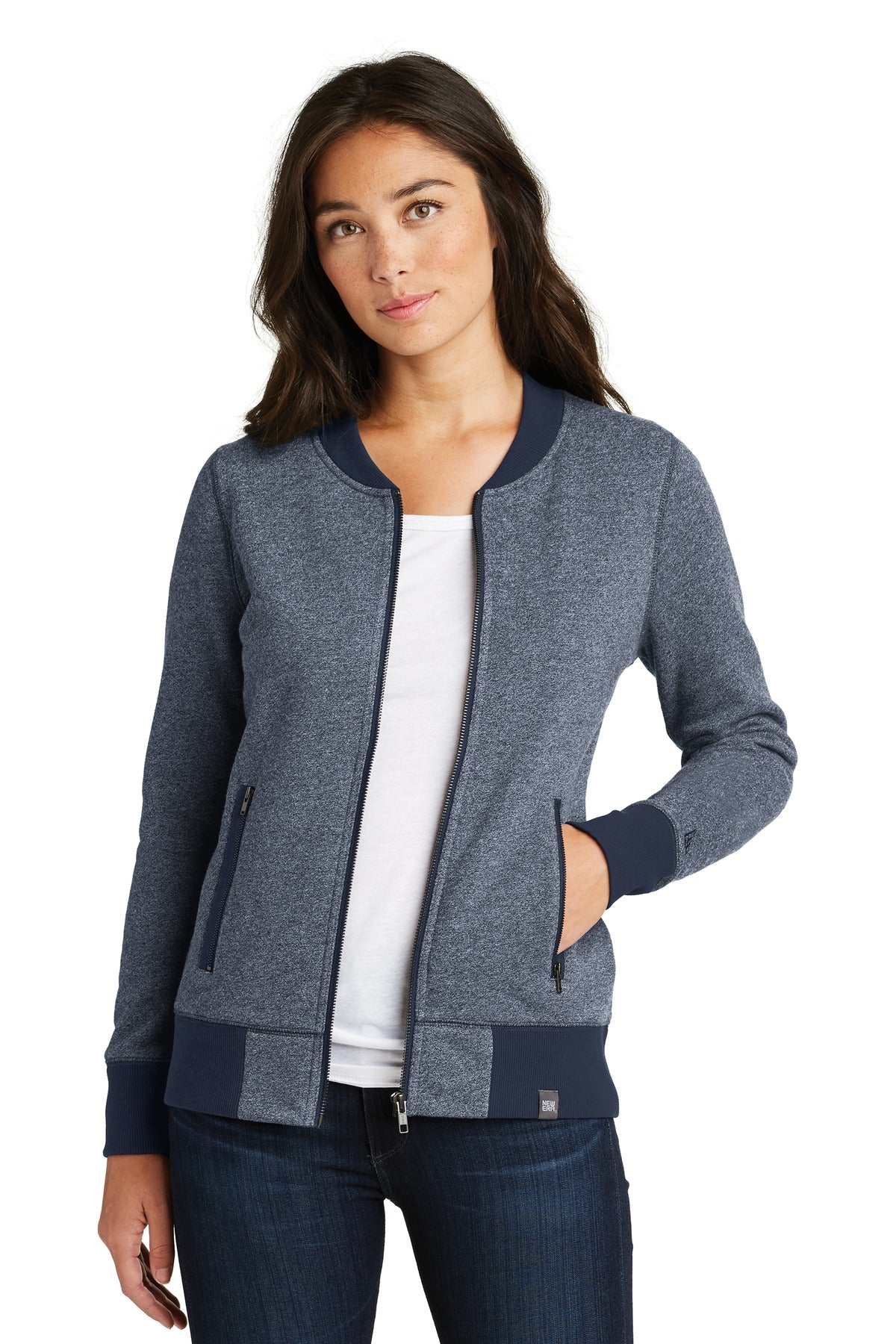 New Era Women's French Terry Baseball Full-Zip. LNEA503 Corporate Apparel Sweatshirts & Fleece