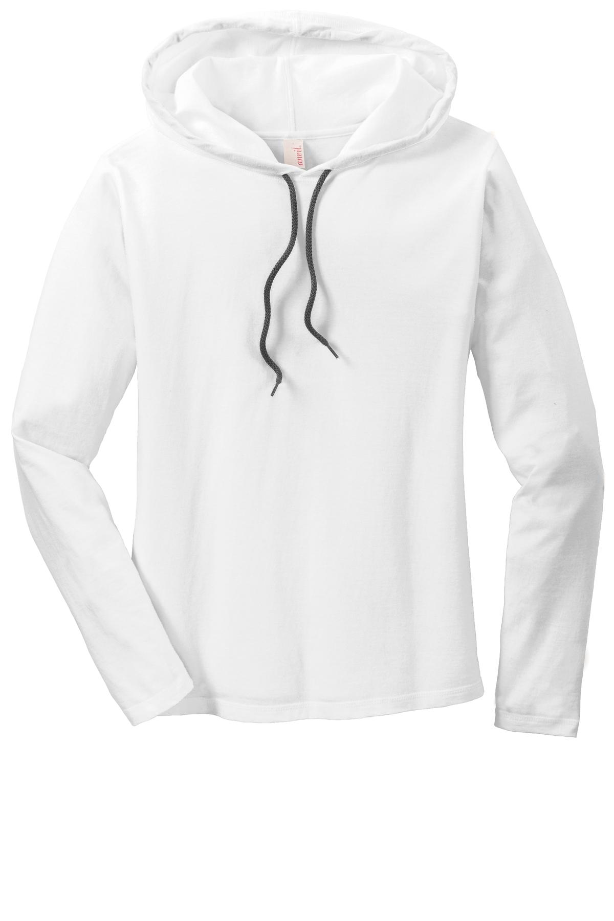 Anvil Women's 100% Combed Ring Spun Cotton Long Sleeve Hooded T-Shirt-3