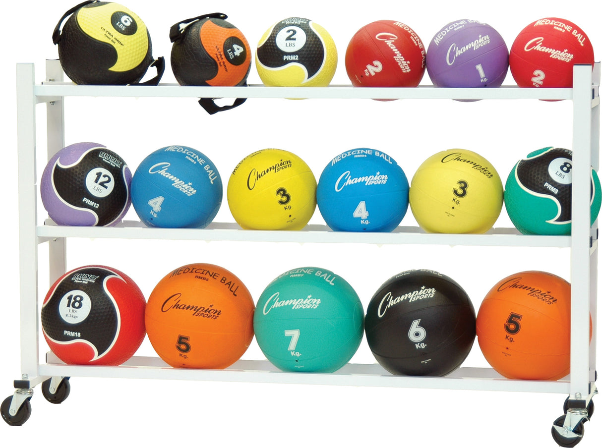 Champion Sports Deluxe Medicine Ball Cart Exercise & Wellness Strength Medicine Balls