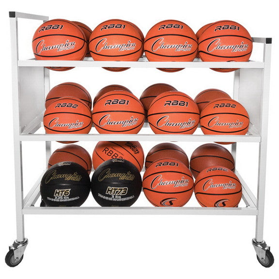 Champion Sports 24 Ball Double Wide Ball Cart Basketball Equipment All