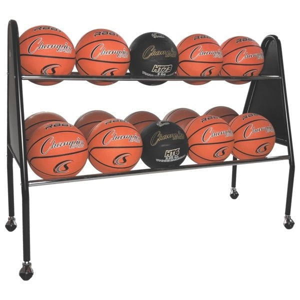 Champion Sports Heavy-Duty 15 Ball Cart Basketball Equipment All