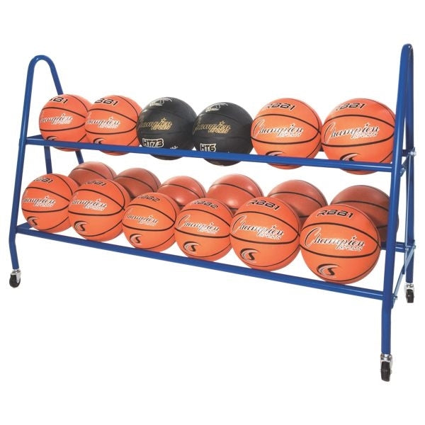Champion Sports 18 Ball Deluxe Heavy-Duty Cart Basketball Equipment All