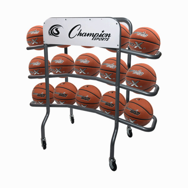 Champion Sports 3-Tier Pro Basketball Rack Basketball Equipment All