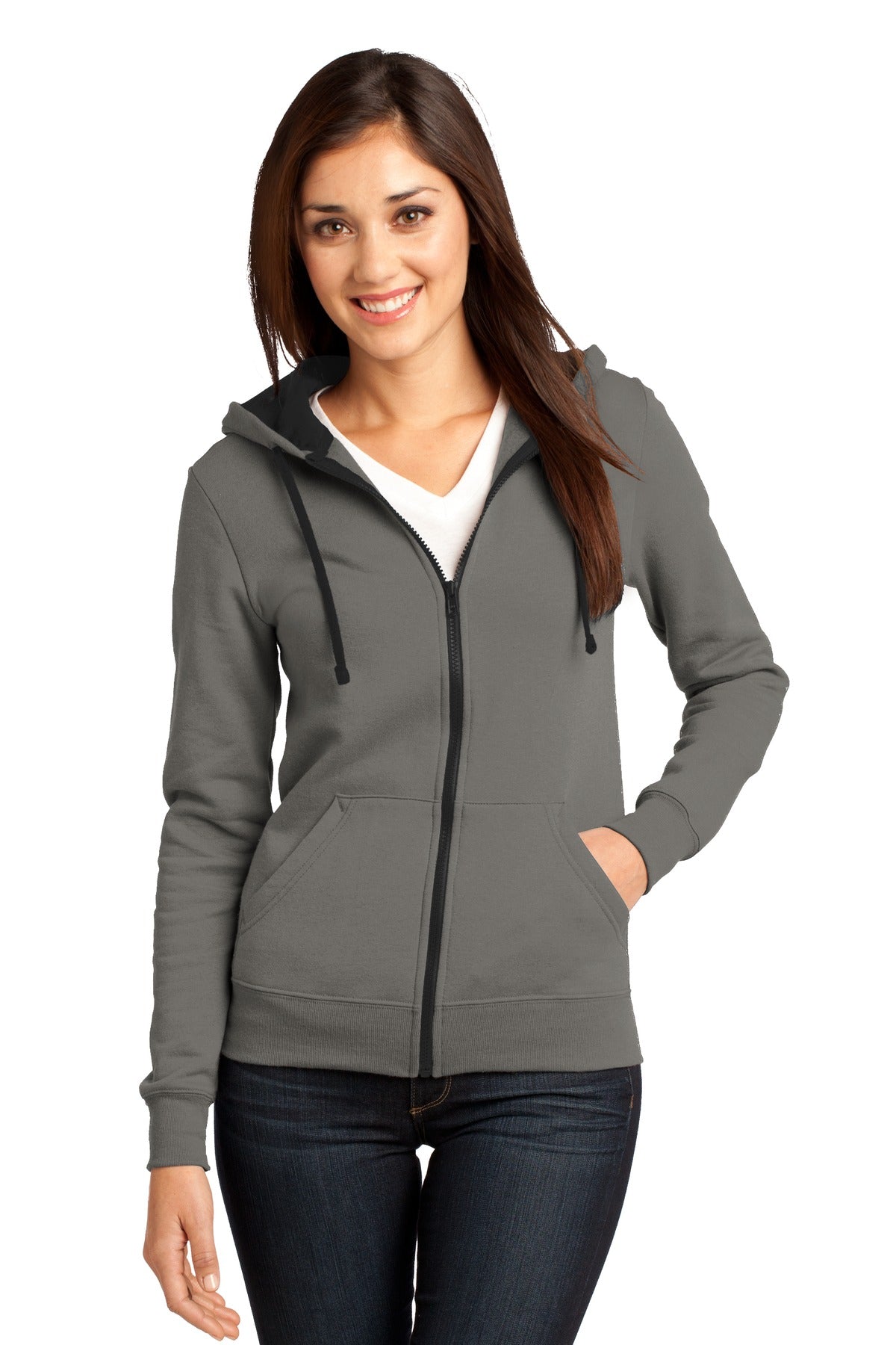 District Juniors The Concert Fleece Full-Zip Hoodie. DT801 Womens Apparel Sweatshirts & Fleece