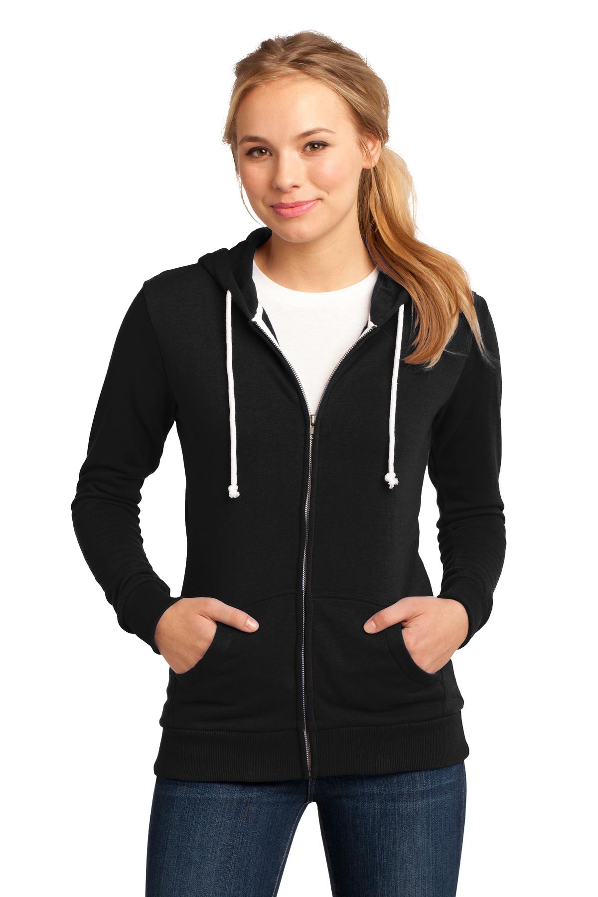District Juniors Core Fleece Full-Zip Hoodie. DT290 Womens Apparel Sweatshirts & Fleece