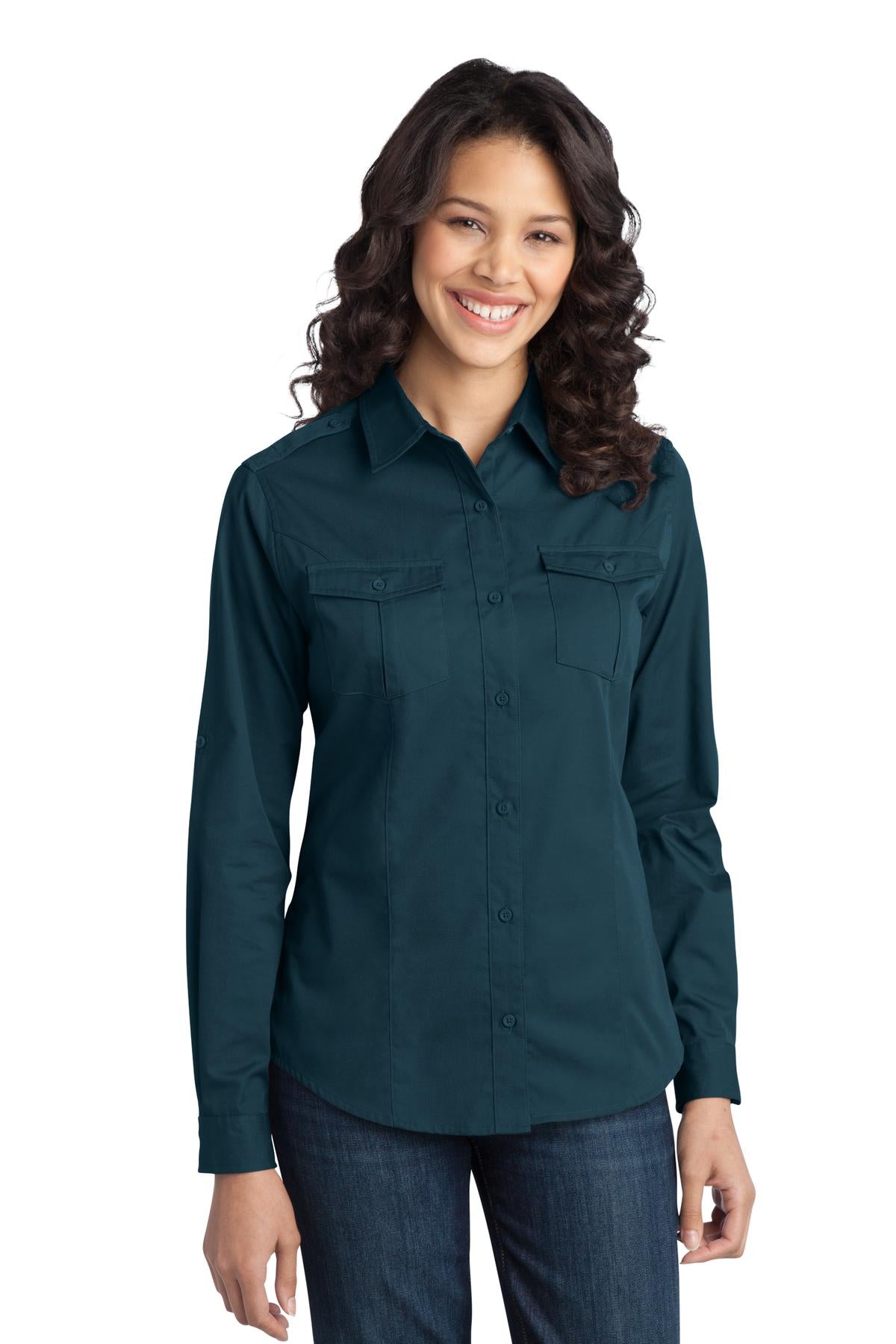 Port Authority Ladies Stain-Release Roll Sleeve Twill Shirt. L649
