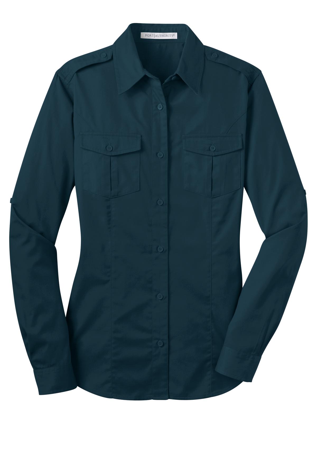 Port Authority Ladies Stain-Release Roll Sleeve Twill Shirt. L649