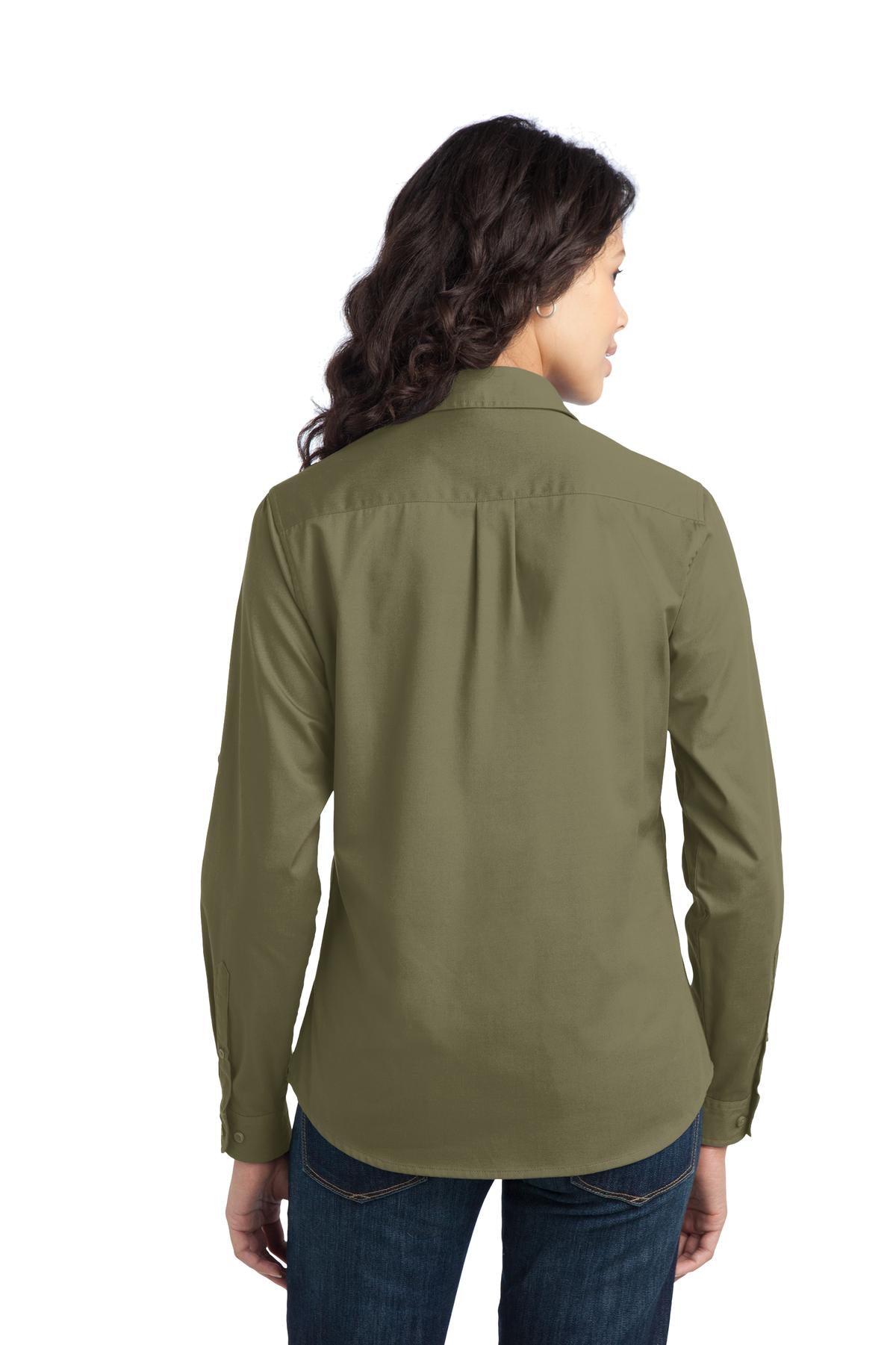 Port Authority Ladies Stain-Release Roll Sleeve Twill Shirt. L649
