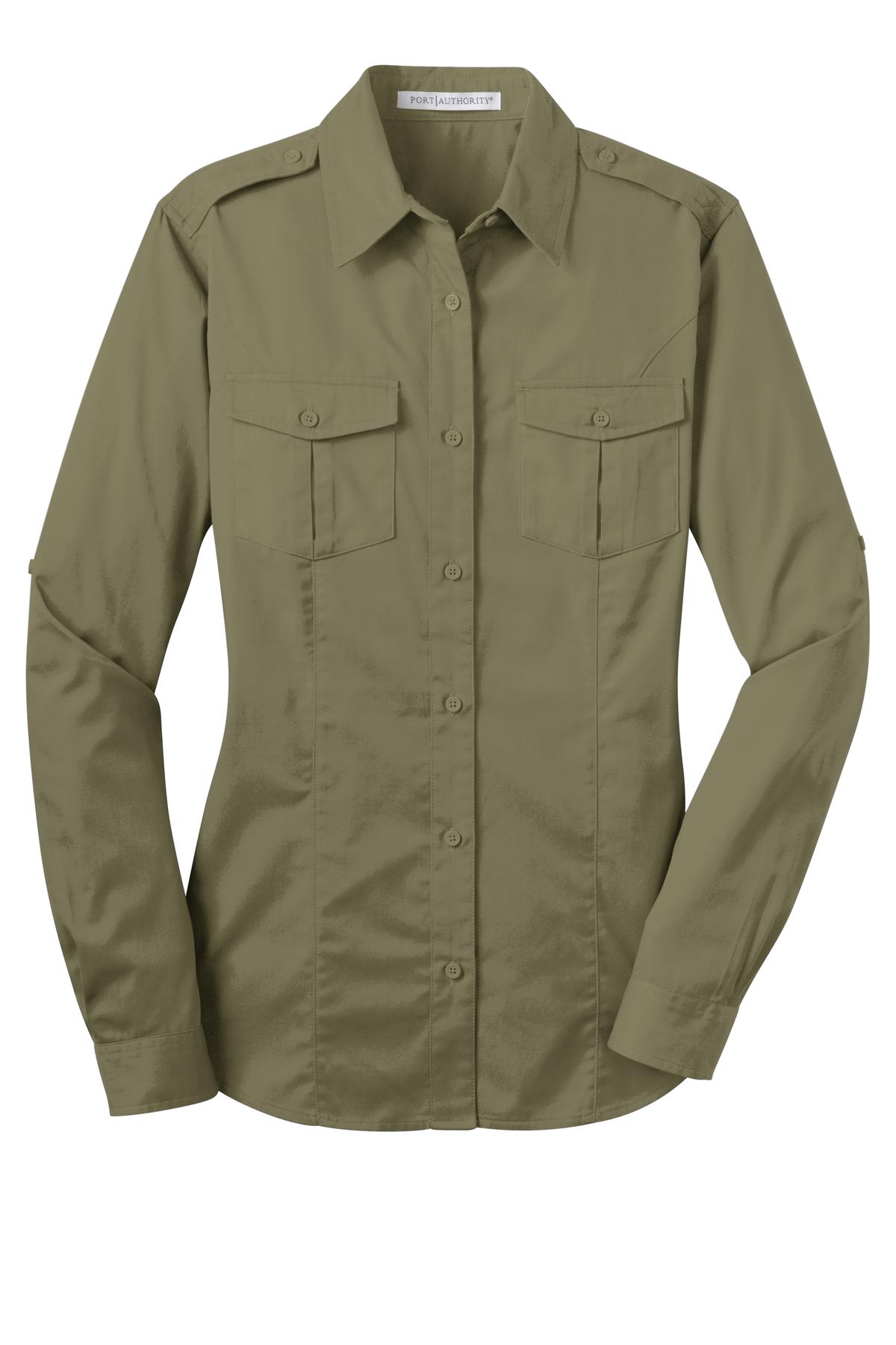 Port Authority Ladies Stain-Release Roll Sleeve Twill Shirt. L649