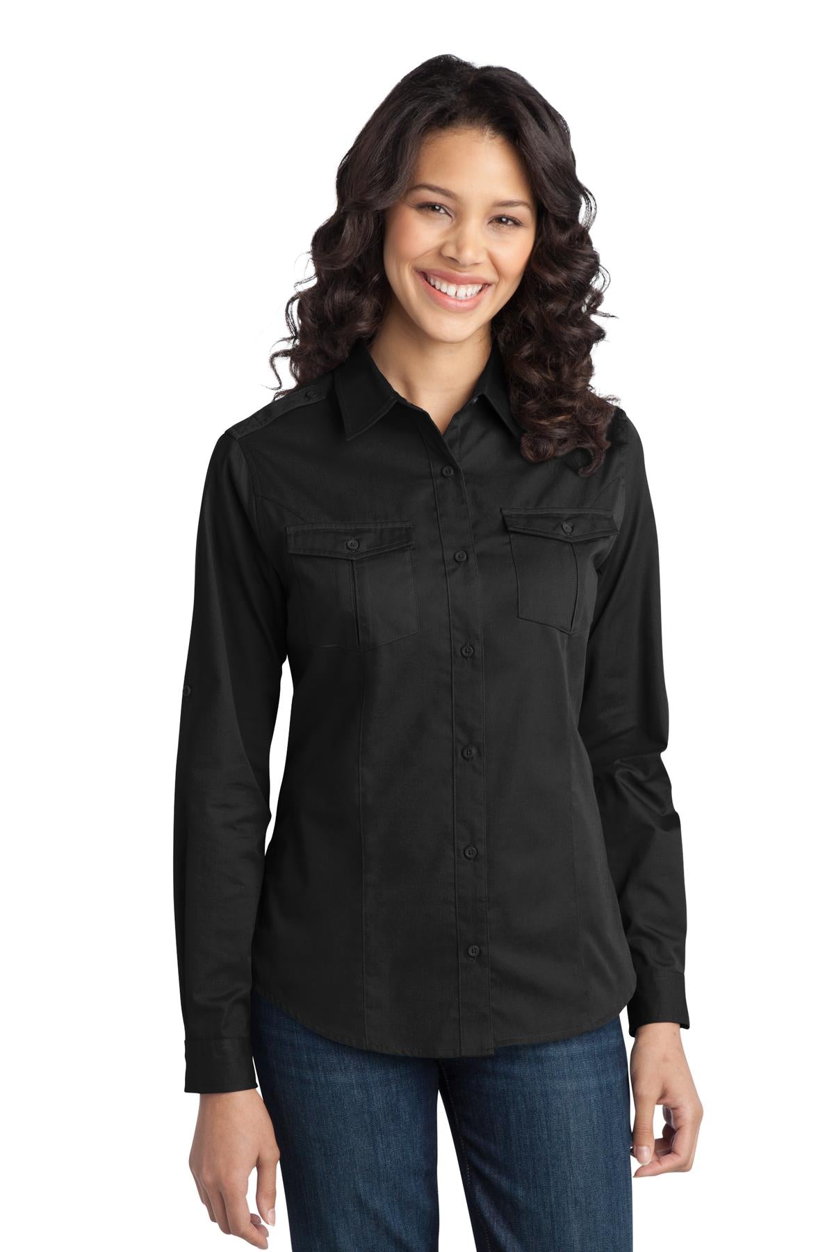 Port Authority Women's Stain-Release Roll Sleeve Twill Shirt