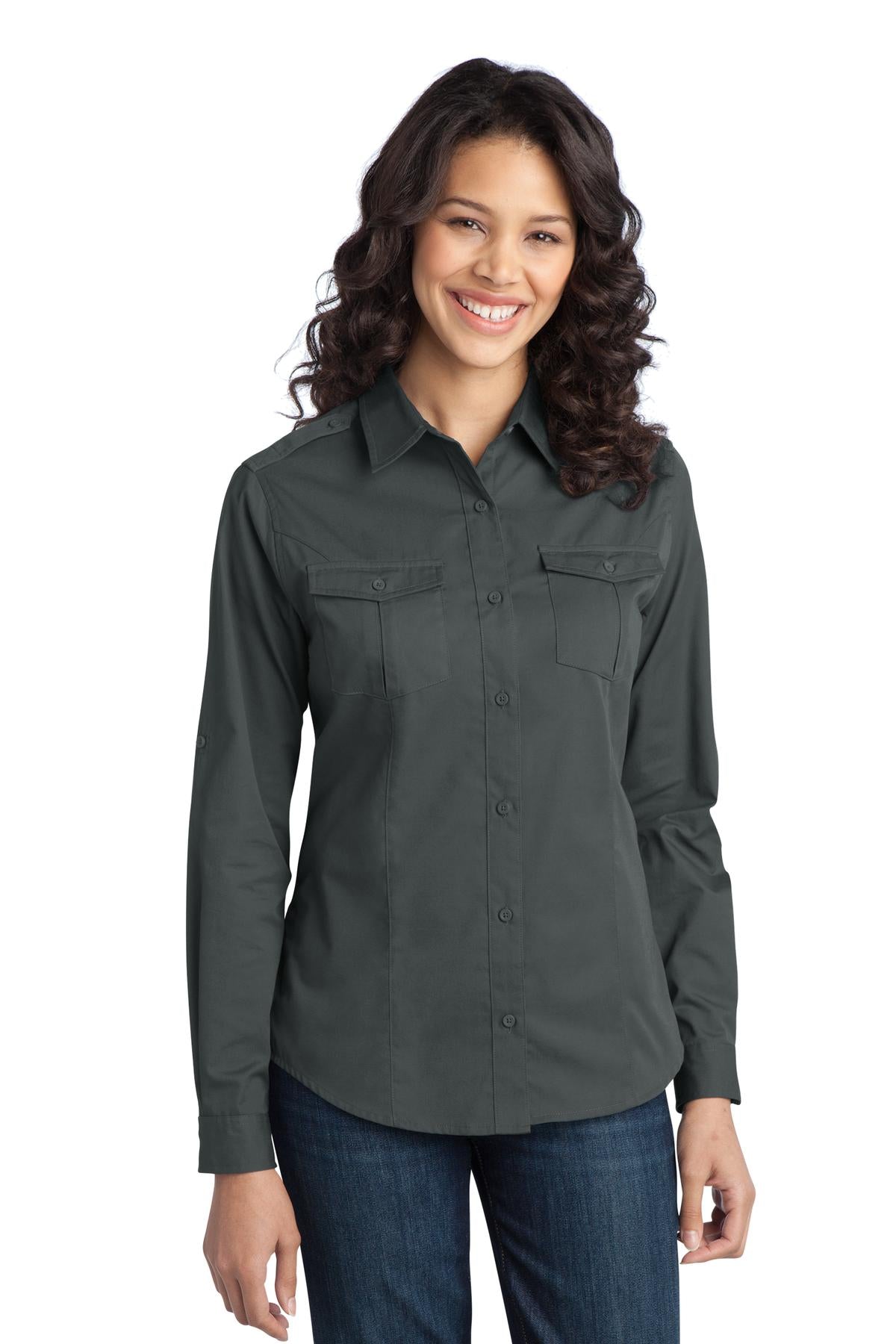Port Authority Ladies Stain-Release Roll Sleeve Twill Shirt. L649