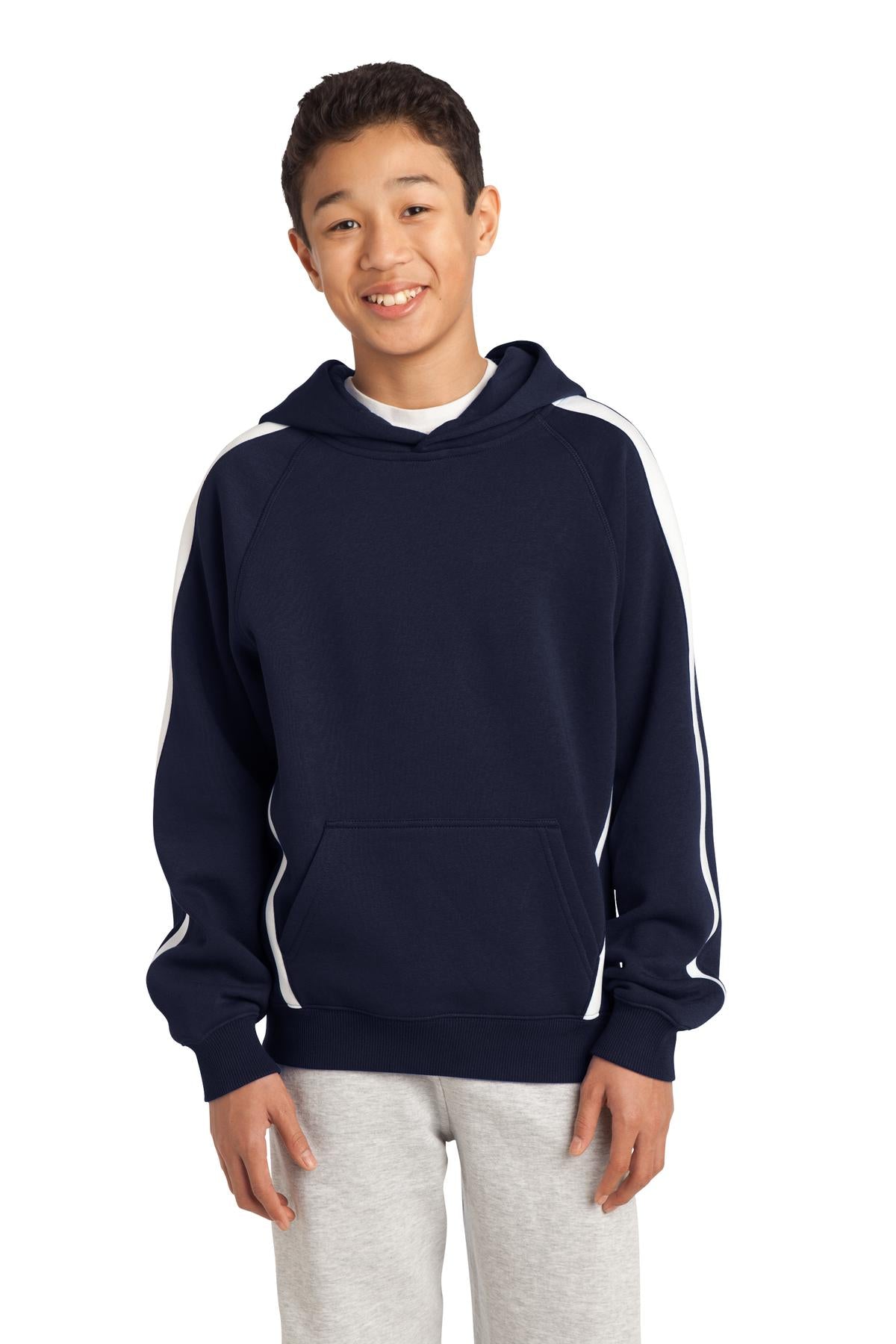 Sport-Tek Youth Sleeve Stripe Pullover Hooded Sweatshirt-1