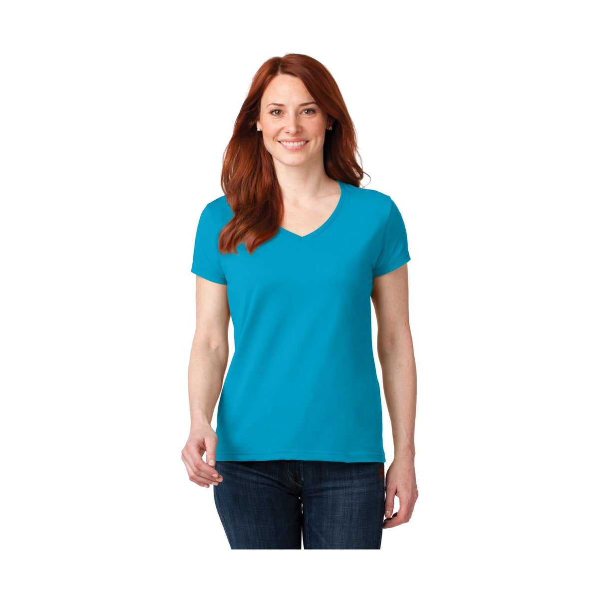 Anvil Women's 100% Combed Ring Spun Cotton V-Neck T-Shirt-1