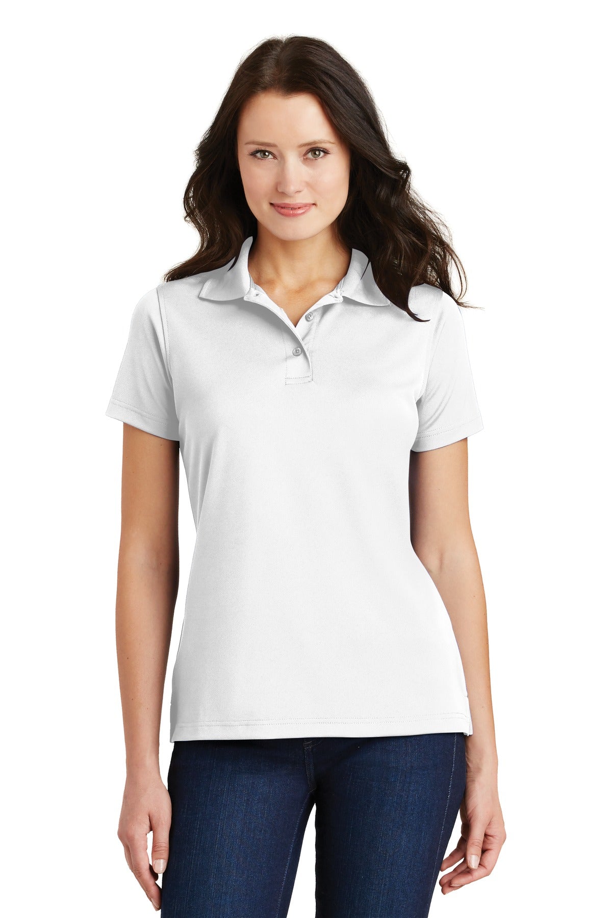 Port Authority Ladies Poly-Charcoal Blend Pique Polo. L497 Womens Apparel Shirts & Tops